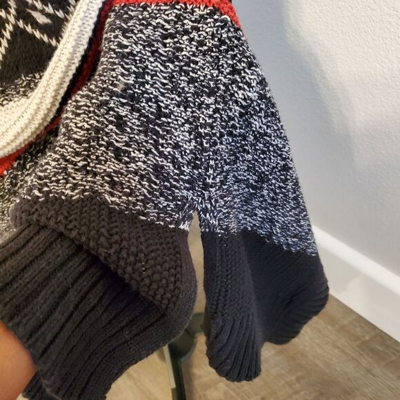 St Johns Bay Cardigan Women's Small Black Red Cream Sweater Coat Heavy Weight - Picture 5 of 6